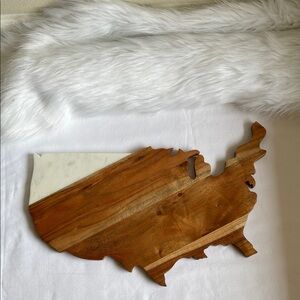 Thirstystone Acacia and White Marble USA Cutting Board NWT.